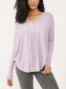 Free People Leo Henley Oversized Long Sleeve Tee Fair Orchid