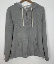 Gap Glitter Logo Full Zip Hoodie Grey Casual Size XL