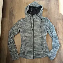 Gray Striped Hooded Jacket