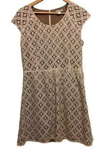 Garnet Hill Lace overlay Fit & Flare dress sz 10 Cotton Blend Retro Cottagecore