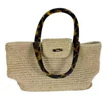 Talbots‎ Vintage Woven Straw Double Handles Lined Hand Bag