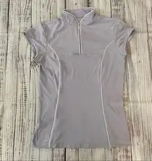 Lucy Lilac Quarter Zip Short Sleeve Athletic Top.