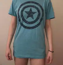 blue captain america marvel shirt