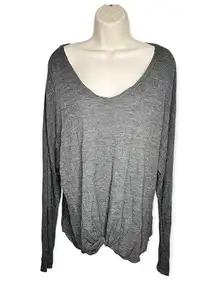 Chance or Fate Gray Light Weight Waffle Knit Scoop Neck Long Sleeve Top Size XL