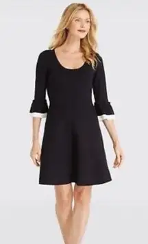 DRAPER JAMES Flutter Sleeve Black Sweater Dress Size Small