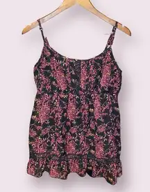 Lily Star Spaghetti Strap Babydoll Floral Blouse - size XL