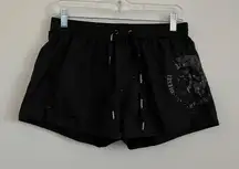 Diesel Beachwear Black Swim Shorts “Only The Brave” Logo Retro Y2K Sporty-Size M
