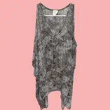 By Together Gray Tan Cold Shoulder Swimsuit‎ Tank Cover Up Sheer Women's Medium