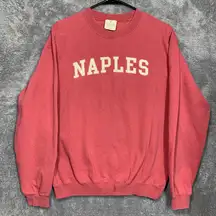 Soft As A Grape Naples Sweatshirt Women’s Small Red Crewneck Pullover 80/20 Cott
