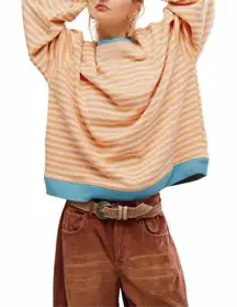 NWOT Free People We The Free Women’s Classic Striped Crew Latte Combo Sz L