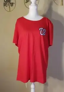 Majestic NWT! Womens  MLB Red Washington Nationals Tee XXL