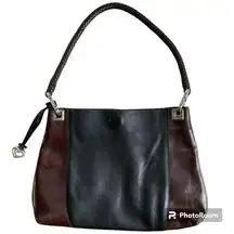 Brighton “Charlotte” Black/Brown Leather Two-tone Shoulder Bag Purse