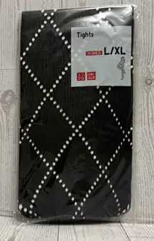 Uniqlo Diamond Cut Out Pattern Black Tights Size L/XL