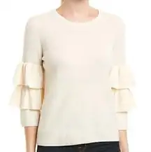 J. McLaughlin cream Merino Wool tier sleeved sweater