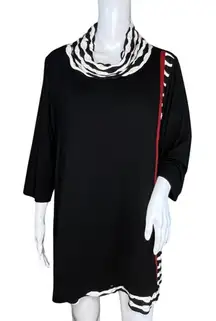 Babs Vancouver Shirt Womens 1X Black White‎ Solid Stripe Tunic Artsy Lagenlook