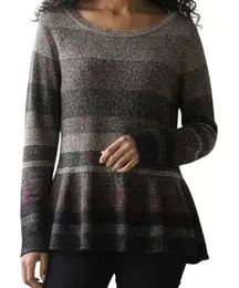 WHITE HOUSE BLACK MARKET Ombre Metallic Striped Peplum L/S Sweater Medium