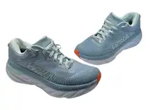 Hoka Bondi 7 Women's Sneakers Light Blue Fog Glass Orange Size 8 Shoes Athletic