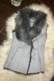 Cremieux faux feather sleeveless vest sz XS