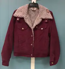 Vtg 70’s Levi’s corduroy burgundy‎ trucker jacket juniors size S-M Boa brown tag