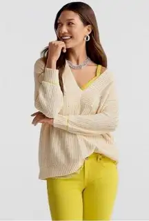 Cabi Croquet Oversized Knit V-Neck Drop Shoulder Sweater Size Large 6233