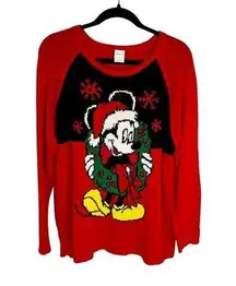 Disney Santa Mickey Mouse with Wreath Christmas Sweater Size XXL