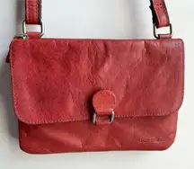 Jack Georges Rust Red Orange Adjustable Strap Leather Purse