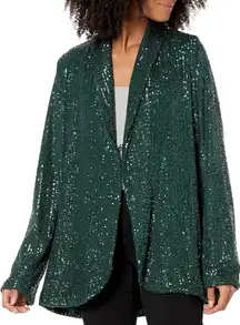 SHOW ME YOUR MUMU‎ Women's Dance Sequins Blazer in emerald green Size S