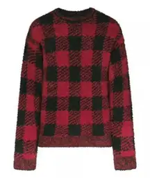 Skims Cozy Knit Sweater Red & Black Holiday Exclusive NWT Crewneck Oversized S/M