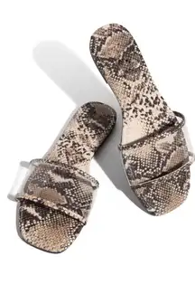 Clear Strap Snakeskin Sandals 