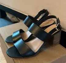 Black Strappy Block Heel Sandals
