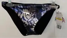 Becca Swim Reversible Black Multicolor Bikini Bottoms Size Medium NEW