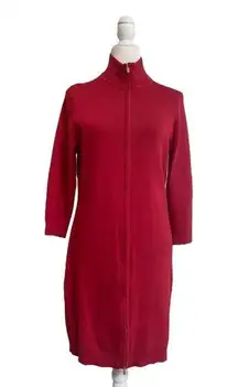 Tommy Bahama Womens Size L Red Full Zip High Neck Long Cardigan Sweater Dress