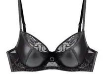 Blue Faux Leather Sexy Lingerie Bra Only - Small