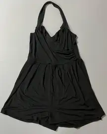 Black Solid Halter Romper Playsuit Jumper Onesie Size S 🖤