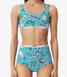 Burberry  Tarnie Shark Print Monogram Two Piece Swimsuit