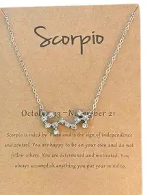 Scorpio Silver Bling Astrological Sign Necklace