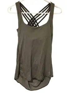 Lululemon Size 6 Grey Black Wild Tank Open Back Built in Padded Bra