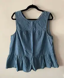 Lounge Beach Lunch  Collection Cotton Blue Sleeveless Top Large