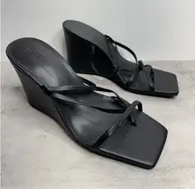Open Edit Wedge Sandals Size 9 Black Open Square Toe
