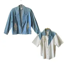 Vintage City Girl  2 piece denim Jacket & Shirt. Sz. 12 and 10