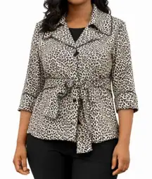 Carole Little black and white animal print tie front blazer jacket 1x