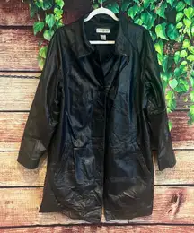 Vintage Preston & York Genuine Leather Jacket Motorcycle Womens 1X Black Button