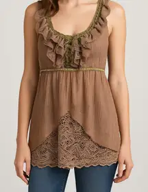 Pretty Angel Ruffle Crochet Tunic Top – Size M, NWT