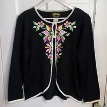 Bob Mackie Wearable Art 2-Button Closure Sweater Floral Cardigan Rare W-347 Sz S