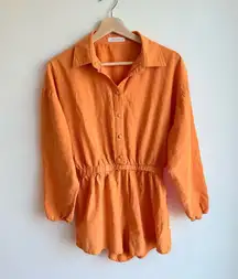 12th tribe orange long sleeve cotton romper size small