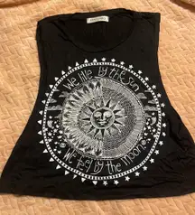 Cropped Tanktop Black Size Small We Live By The Sun ~ We Feel By The Moon