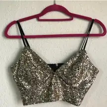 Gold Sequin Crop Top