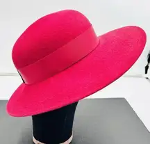 Burberrys' London Vintage Derby Fedora Hat Sz M Berry Red Wool Felt England