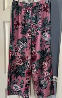 Women’s Size Small Laurie Felt Wide Leg Satin Pink Floral Pants