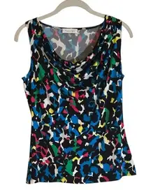 Calvin Klein Women Sleeveless Medium Cowl Neck Abstract Print Tank Top Blouse